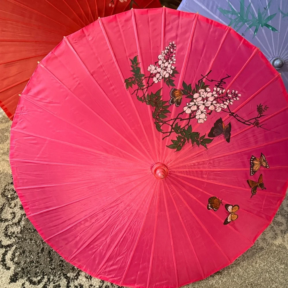 Nice Floral Decorative Japanese Photoshoot Sun Umbrellas - Multicolor Set of 10.